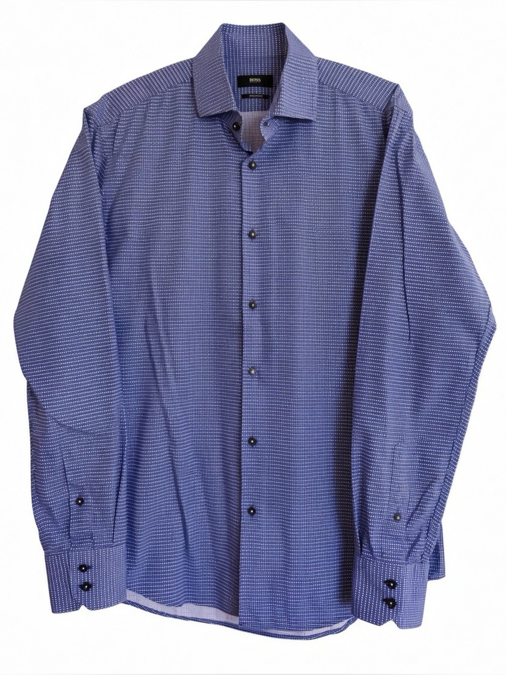 BOSS Hugo Boss Men Shirt Regular Fit 39 15.5 M Blue Diamond Luxury Office Italy